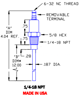 Flame Rod Replacement for Auburn FRS4 12, Crown CA436, Eclipse 13093-1 and Maxon 18291 - DDignition