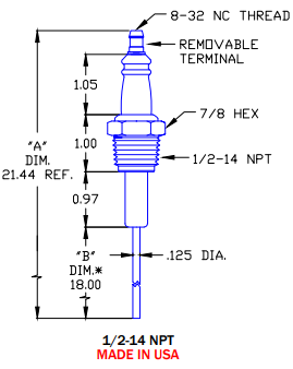 Flame Rod Replacement for Auburn I-2 (18"), Crown CA105 and Maxon 17426 - DDignition