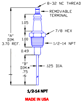 Flame Rod Replacement for Auburn I-6 (.75") and Eclipse 16946-5 - DDignition