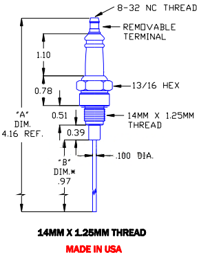Flame Rod Replacement for Auburn I-33, Champion J99 and Crown CA490 - DDignition
