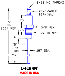 Flame Rod Replacement for Auburn FRS4 18, Crown CA437, Eclipse 13093-2 and Maxon 18395 - DDignition