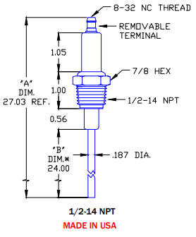 Flame Rod Replacement for Auburn FRS 2 24, Crown, CA393, Eclipse 13312-2 and Champion OA-30 - DDignition