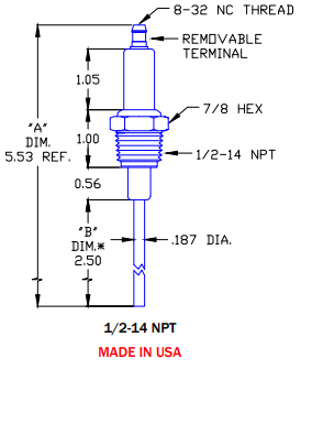 Flame Rod Replacement for Auburn FRS2 (2.50") and Eclipse 13312-7 - DDignition