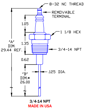 Flame Rod Replacement for Auburn I-34-26, Crown CA530 and Eclipse 12392-1 - DDignition