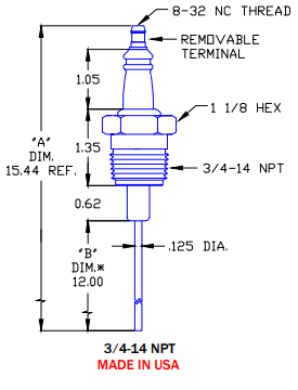 Flame Rod Replacement for Auburn I-34-12, Crown CA528 and Eclipse 12392-3 - DDignition