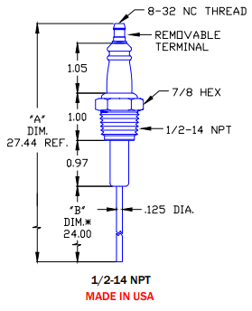 Flame Rod Replacement for Auburn I-2-2, Crown CA102, Eclipse 12978 and Maxon 24581 - DDignition