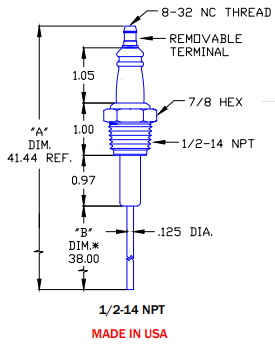 Flame Rod Replacement for Auburn I-2(38"), Crown CA106 and Eclipse 12978-1 - DDignition