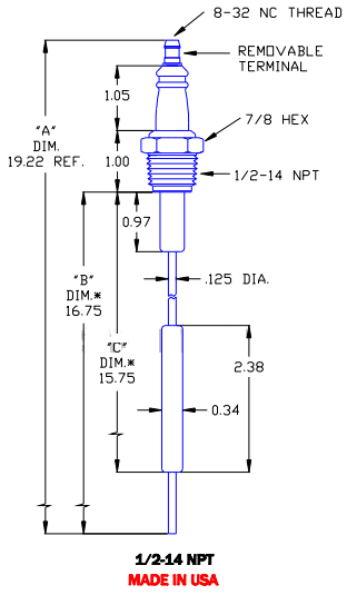 Flame Rod Replacement for Auburn I-2-EI-2, Crown I-2-EI-2 and Eclipse 13581 - DDignition