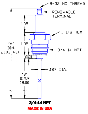 Flame Rod Replacement for Crown CA542, Auburn 3FR SPECIAL and Eclipse 14265-3 - DDignition