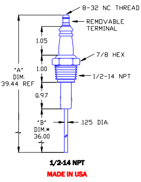 Flame Rod Replacement for Auburn I-2 (36") and Crown CA103 - DDignition