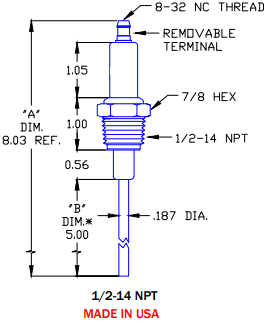 Flame Rod Replacement for Auburn FRS 2 (1.88") and Eclipse 13312-3