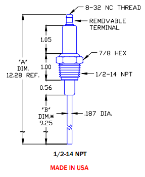 Flame Rod Replacement for Auburn FRS 2 (9.25") and Eclipse 13312-6 - DDignition