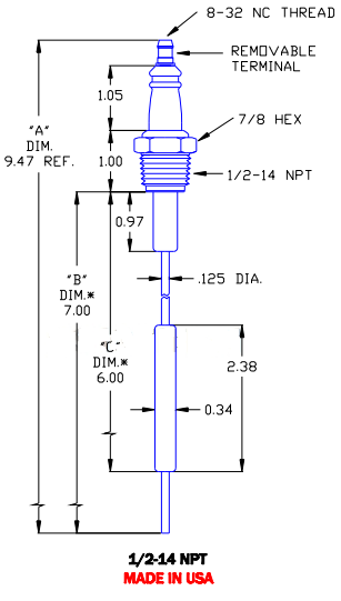 Flame Rod - D13093 - DDignition: Competitively Priced Flame Rods and Gas Igniters