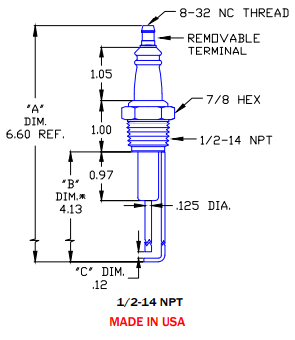 Gas Igniter Replacement for Auburn I-25 (4.13"), Crown CA232 and Eclipse 12568 - DDignition