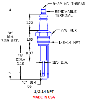 Gas Igniter Replacement for Auburn I-25 (5.12"), Crown CA235 and Eclipse 17652 - DDignition